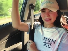 My hot friend masturbates in my car on the way home