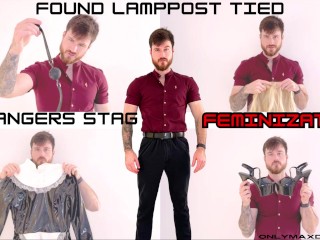 Found Lamppost Tied Strangers Stag Feminization