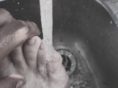 Dirty Garden Feet Washed in Outdoor Sink – Bare Male Soles Teaser