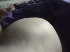 Spanking my gigantic belly to grow even bigger