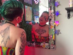 FTM Sucks His Trans Pride Dildo