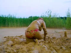 Orgasm in lake of mud