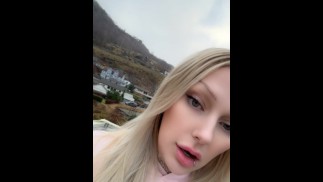 pretty blonde outdoor smoke