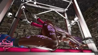 Cryptofantasy Is Gagged To A Sex Machine And Is Fucked By Two Big Dildos