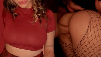Little 18 year old student asks me to cut her stockings and fuck her WITHOUT A CONDOM
