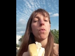 I eat a banana in public