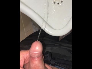Risky Public Urinal Masturbation Pissing & Cumming as Fast as I can