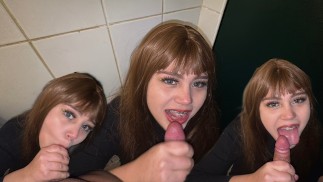 Ma demi-soeur blonde latina suce ma bite. Elle me fait une gorge profonde Baveuse et je jouis dans ses bretelles