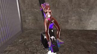 Futa is Gagged To A Sex Machine, In A BDSM Room