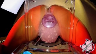 Sexy MILF PAWG creams all over a dildo sitting on a clear chair. Very Messy & Loud.