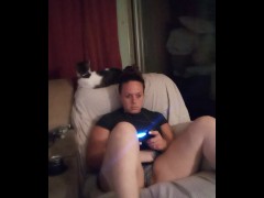 Slutty secretary gets off of work and lifts up mini dress to show off panties and smokes cigarettes