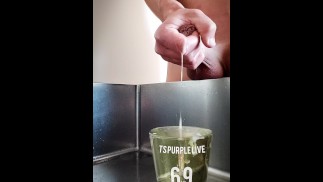 piss and cum in a cup. Pee and cum. Want to drink 😌