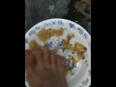 Mash the banana with my foot... Eat it, slave!