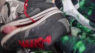 fucking trashed dc spartan, ripping of sole, cutting, jerking off