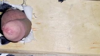 Sissy Emma has quick hands free milking on new fuck machine bench