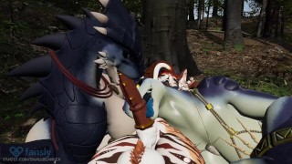 While Camping In A VR Chat Erp Threesome Lustful Tribal Women Jumped Hung Futanari