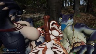 Hung Futanari a sauté par des femmes tribales excitées en camping // VRChat