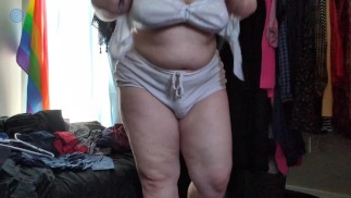 (uncommented)trying on random clothes and teasing the camera both with and without wearing my packer