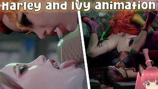 Harley Quinn et Poison Ivy se sucent la chatte et les baisers chauds (Animation BaronStrap) - Jazziuu