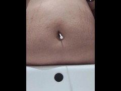 Belly and belly button play with nipple spikes