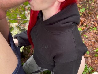 Sucked a Friend's Dick while Walking in the Woods | Sucking Dick in Nature