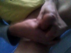 Guy pissing and masturbating on the toilet