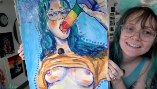 a very very naughty self portrait painting