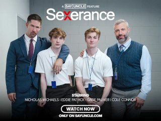 Gay Porn Parody~Severance~ Sexerance Part 4 ~Bubble Butt Twink Takes First Dick for Daddy (Free SFW)