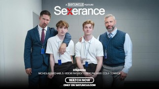 Gay Porn Parody~Severance~ Sexerance Part 4 ~Bubble Butt Twink Takes First Dick for Daddy (Free SFW)