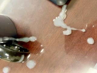 She Wrote me Up…So my Big White Cock Blasted her Desk and Coffee Cup with Cum – POV Cumshot