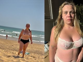 Beach and at night fucked, slut in lingerie gets my milk