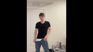 Hung Blond Twink Strips Down To Tighty Whities And Shows Massive Cock