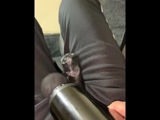 Latex Sheath under Clothes Masturbation & Massage