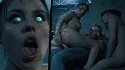 Police Raid Turns into Futa Threesome - Possessed Lesbian Parasited Fuck and Trans Shemale Cumshots