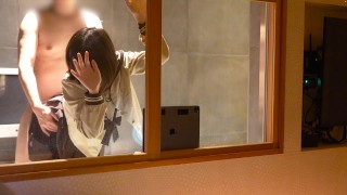 A High School Girl And Her Boyfriend Are Seen Standing Up Through A Glass In This Amateur Private And Secret