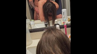 Bent over mirror fuck from behind short clip.