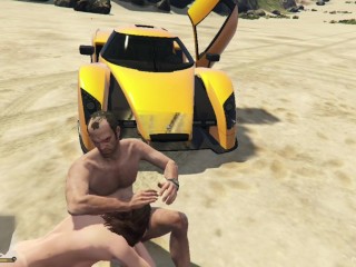 Amanda Cheats her Husband with Trevor in the Beach Part 2! Blowjob and Anal Sex! GTA Free Porn