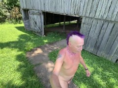 Exploring an old tobacco barn naked