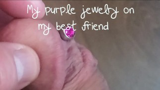 beautiful frenum cock - Purple Jewelry on mt peirced cock-