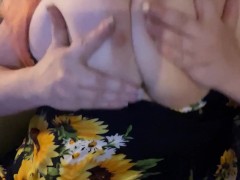 Big Boobs bursting out of summer Sun Dress