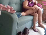 milking my stepson cock on my lap with spanking & balls massage